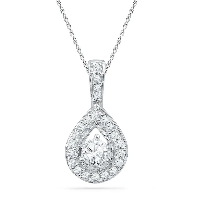 Necklaces Gold Teardrop Fashion Pendant 13 Cttw Round Natural Diamond Womens 09 grams GND Necklaces Gold Teardrop Fashion Pendant 13 Cttw Round Natural Diamond Womens 09 grams GND