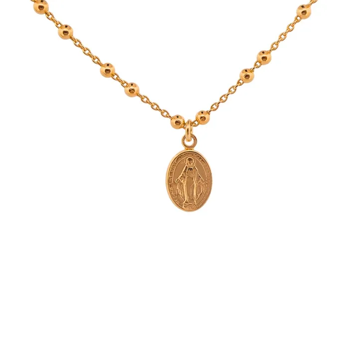 Necklaces ITALY Gold Vermeil Miraculous Mary Medal Necklace