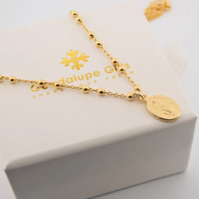 Necklaces ITALY Gold Vermeil Miraculous Mary Medal Necklace