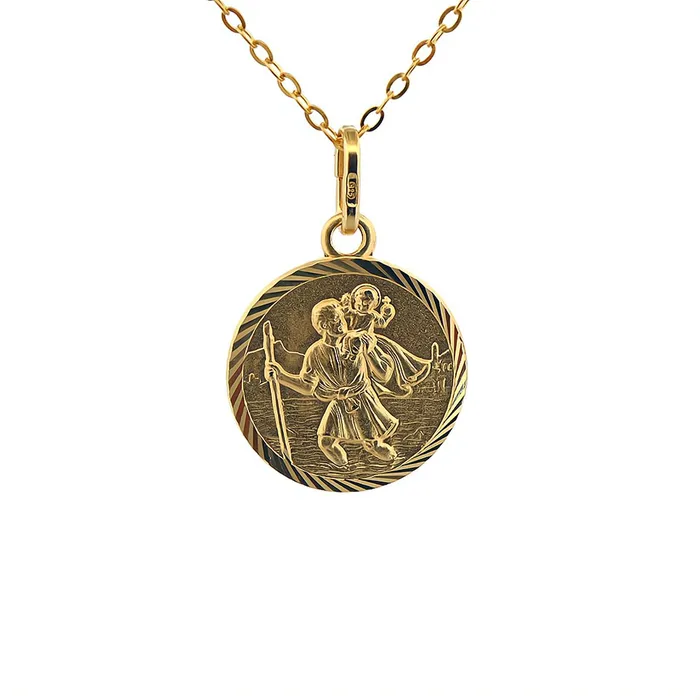 Necklaces ITALY Gold Vermeil Saint Christopher Necklace 18inch