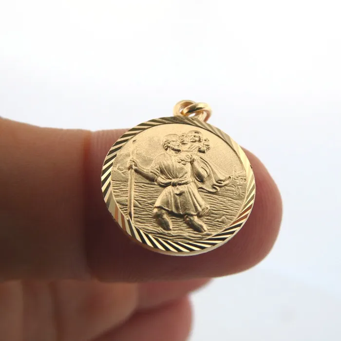 Necklaces ITALY Gold Vermeil Saint Christopher Necklace 18inch