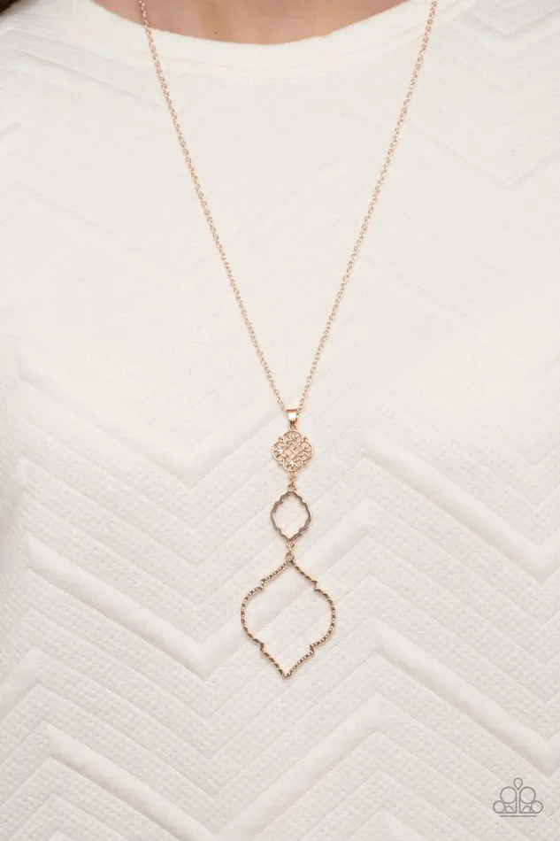 Necklaces Marrakesh Mystery Rose Gold Frame Pendant Necklace Paparazzi Paparazzi Accessories