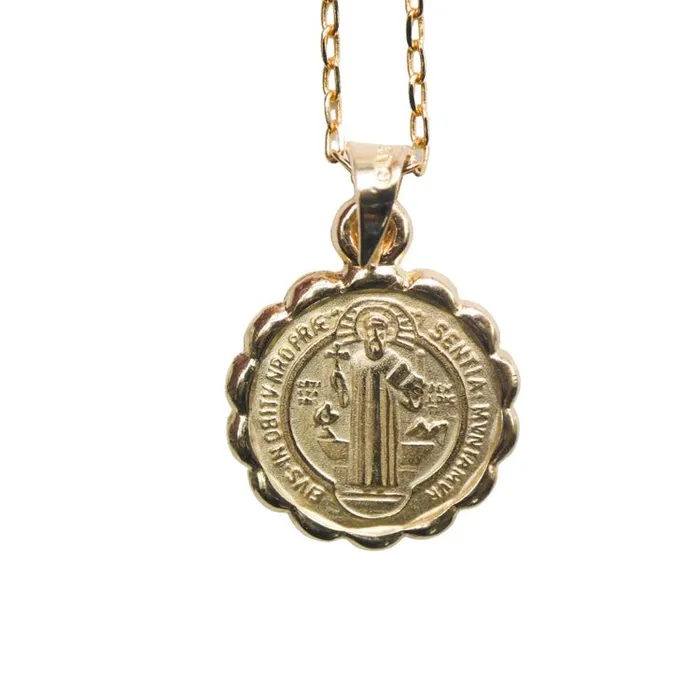 Necklaces MEXICO Gold Saint Benedict Medal Verona Necklace 18inch