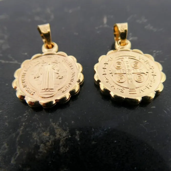 Necklaces MEXICO Gold Saint Benedict Medal Verona Necklace 18inch