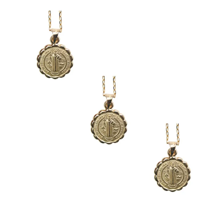 Necklaces MEXICO Gold Saint Benedict Medal Verona Necklace 18inch