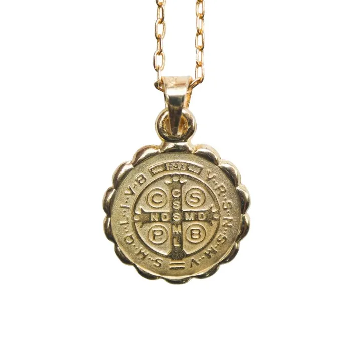 Necklaces MEXICO Gold Saint Benedict Medal Verona Necklace 18inch