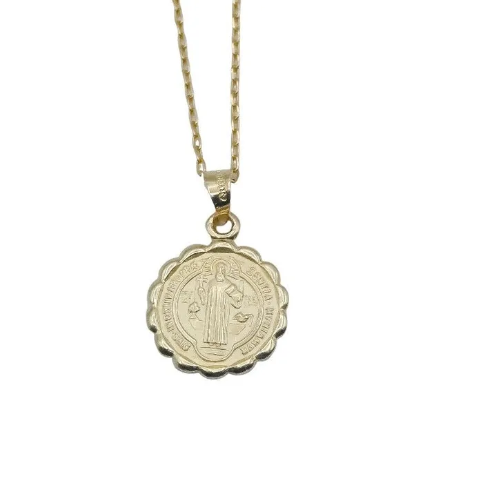 Necklaces MEXICO Gold Saint Benedict Medal Verona Necklace 18inch