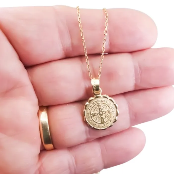 Necklaces MEXICO Gold Saint Benedict Medal Verona Necklace 18inch