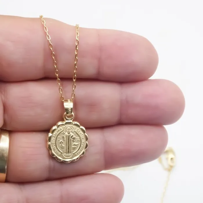 Necklaces MEXICO Gold Saint Benedict Medal Verona Necklace 18inch