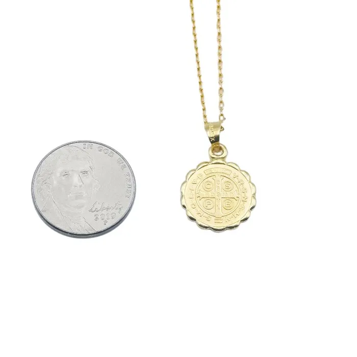 Necklaces MEXICO Gold Saint Benedict Medal Verona Necklace 18inch
