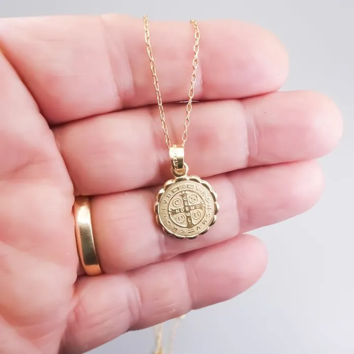 Necklaces MEXICO Gold Saint Benedict Medal Verona Necklace 18inch