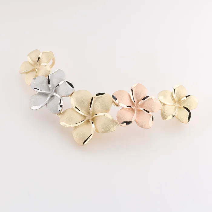 Necklaces Nakoa 14K Solid Yellow Gold TriColor Plumeria Slider Pendant Chain Sold Separately