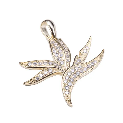 Necklaces Nakoa Jeweler Sterling Silver Yellow Gold Plated Pave Cubic Zirconia Bird of Paradise Pendant Chain Sold Separately Necklaces Nakoa Jeweler Sterling Silver Yellow Gold Plated Pave Cubic Zirconia Bird of Paradise Pendant Chain Sold Separately