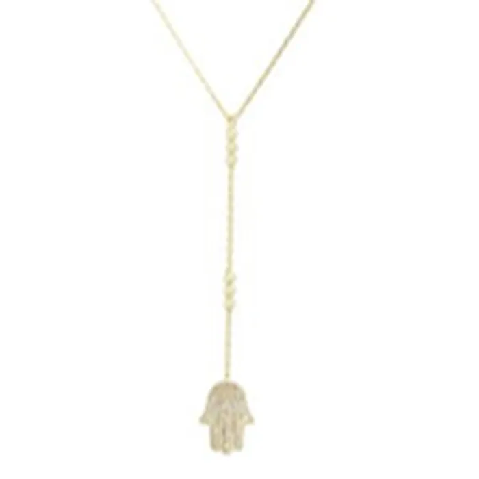 Necklaces Noblepack CA Xgold CZ Hamsa Bead Necklace