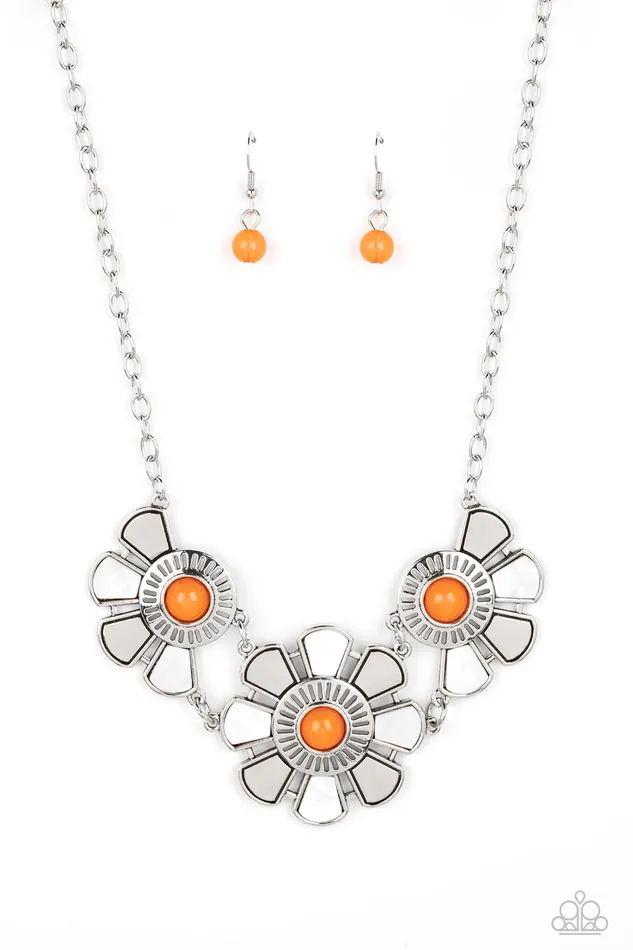 Necklaces Paparazzi Accessories Aquatic Garden Orange Bead White Shelllike Silver Floral Necklace Paparazzi Necklaces Paparazzi Accessories Aquatic Garden Orange Bead White Shelllike Silver Floral Necklace Paparazzi