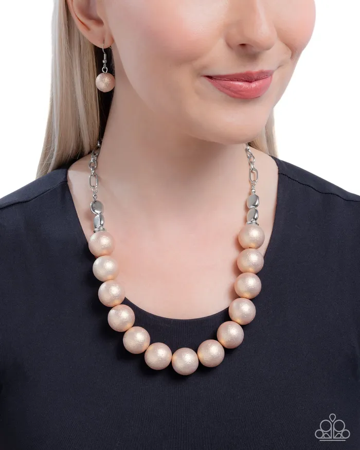 Necklaces Paparazzi Accessories Brushed Backdrop Brown Textured Bead Silver Short Necklace Paparazzi
