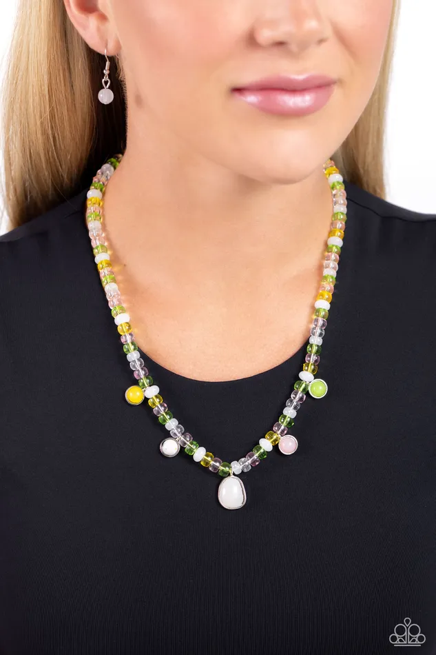 Necklaces Paparazzi Accessories Colorfully California White and Colorful Bead Short Necklace Paparazzi