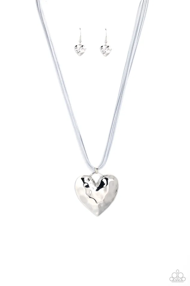 Necklaces Paparazzi Accessories Confident Courtship Silver Heart Gray Cord Heart Short Necklace Paparazzi Necklaces Paparazzi Accessories Confident Courtship Silver Heart Gray Cord Heart Short Necklace Paparazzi