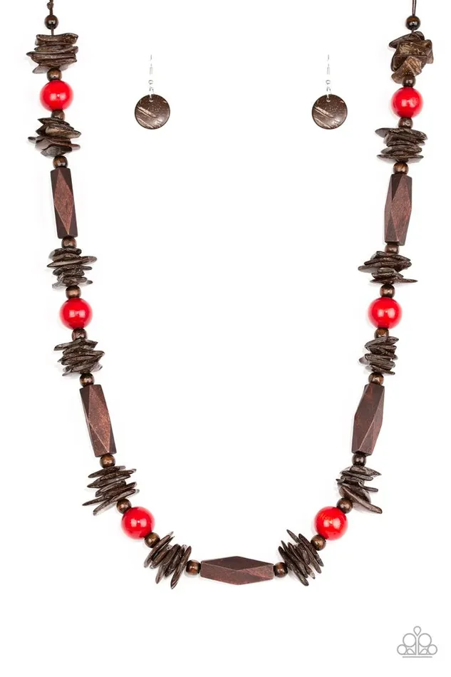 Necklaces Paparazzi Accessories Cozumel Coast Red and Brown Wooden Bead Necklace Paparazzi Necklaces Paparazzi Accessories Cozumel Coast Red and Brown Wooden Bead Necklace Paparazzi