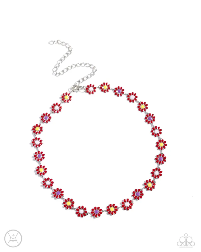 Necklaces Paparazzi Accessories Floral Falsetto Red Flower Silver Choker Necklace Paparazzi Necklaces Paparazzi Accessories Floral Falsetto Red Flower Silver Choker Necklace Paparazzi