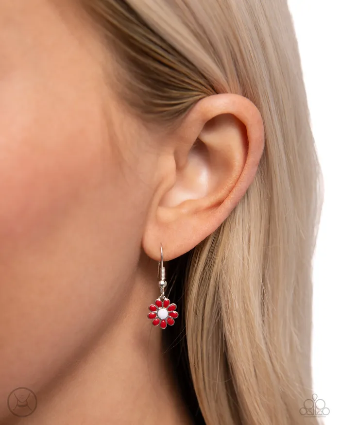 Necklaces Paparazzi Accessories Floral Falsetto Red Flower Silver Choker Necklace Paparazzi