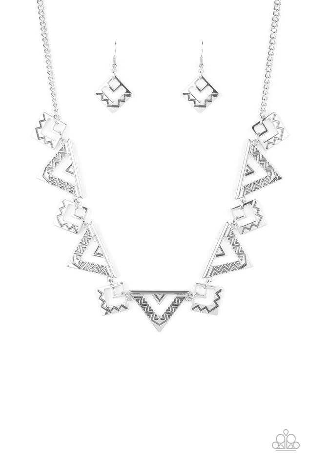 Necklaces Paparazzi Accessories Giza Goals Silver Triangle Tribal Necklace Paparazzi Necklaces Paparazzi Accessories Giza Goals Silver Triangle Tribal Necklace Paparazzi