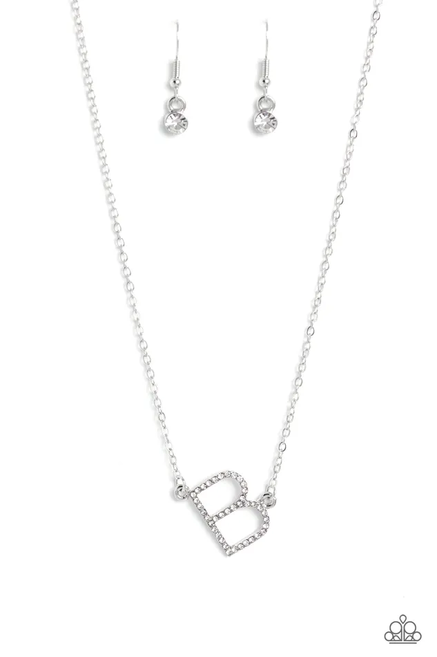 Necklaces Paparazzi Accessories INITIALLY Yours B White Rhinestone Letter Silver Short Necklace Paparazzi Necklaces Paparazzi Accessories INITIALLY Yours B White Rhinestone Letter Silver Short Necklace Paparazzi