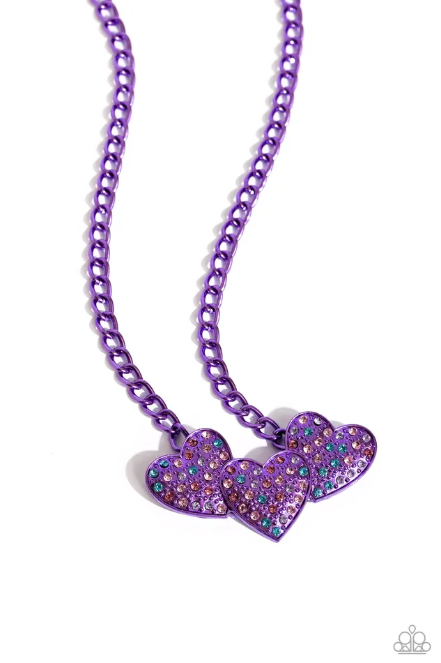 Necklaces Paparazzi Accessories LowKey Lovestruck Purple Iridescent Rhinestone Metallic Heart Necklace Paparazzi Necklaces Paparazzi Accessories LowKey Lovestruck Purple Iridescent Rhinestone Metallic Heart Necklace Paparazzi