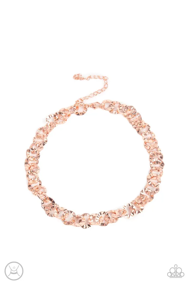 Necklaces Paparazzi Accessories Rebel Grit Copper Shiny Circle Choker Necklace Paparazzi Necklaces Paparazzi Accessories Rebel Grit Copper Shiny Circle Choker Necklace Paparazzi