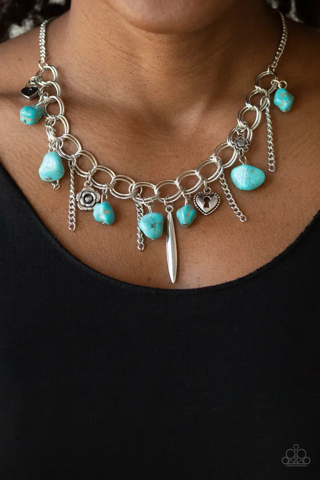 Necklaces Paparazzi Accessories Southern Sweetheart Paparazzi Blue Turquoise Floral Heart Charm Silver Necklace Necklaces Paparazzi Accessories Southern Sweetheart Paparazzi Blue Turquoise Floral Heart Charm Silver Necklace