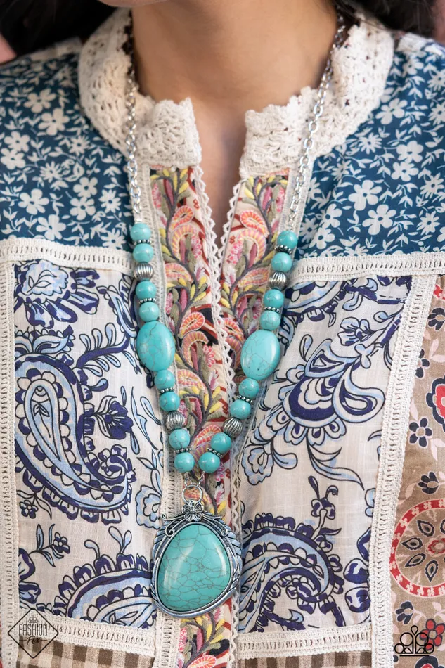 Necklaces Paparazzi Accessories Southwest Paradise Blue Turquoise Stone Silver Necklace Paparazzi Fashion Fix January 2022