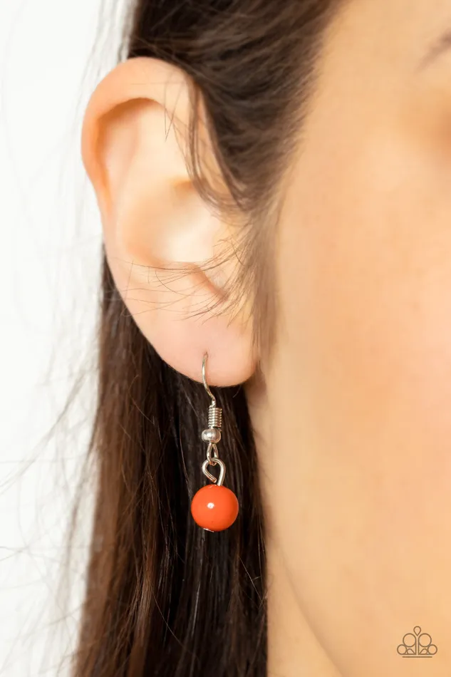 Necklaces Paparazzi Accessories Talisman Trendsetter Orange Bead Silver Disc Necklace Paparazzi