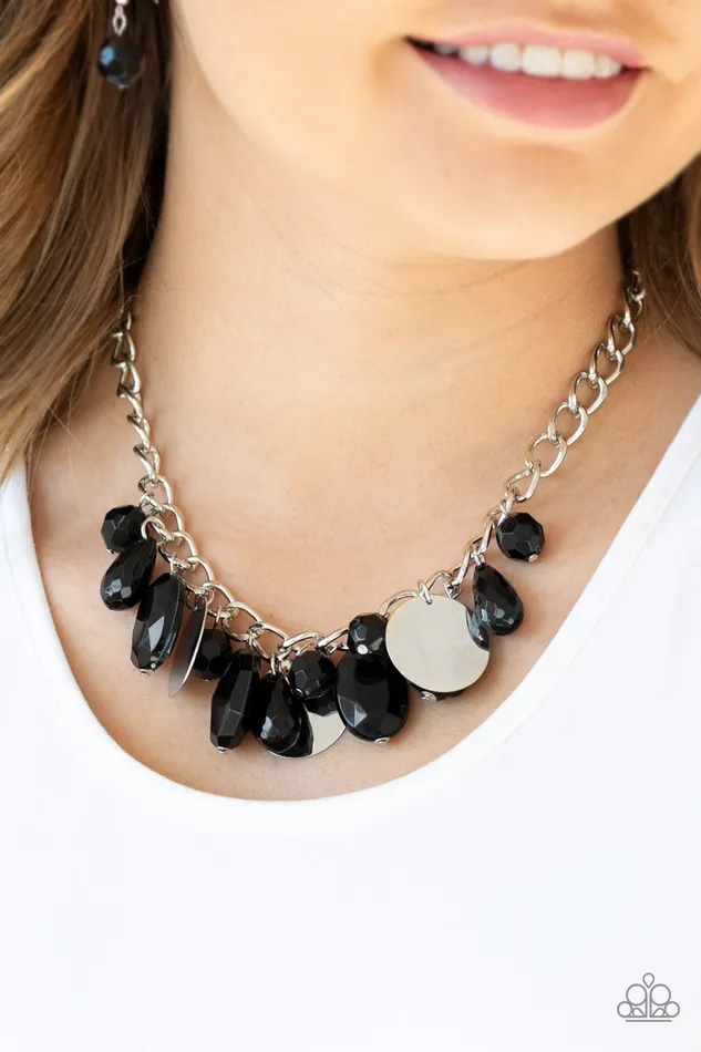 Necklaces Paparazzi Accessories Treasure Shore Black Bead Silver Disc Necklace Paparazzi