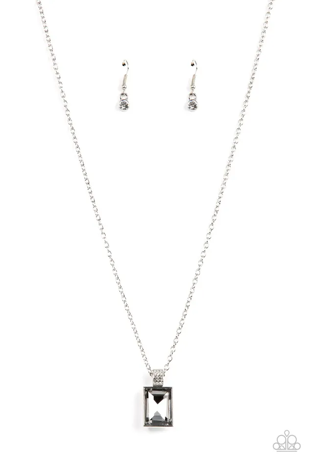 Necklaces Paparazzi Accessories Understated Dazzle Silver Emerald Cut Smoky Gem Necklace Paparazzi Necklaces Paparazzi Accessories Understated Dazzle Silver Emerald Cut Smoky Gem Necklace Paparazzi