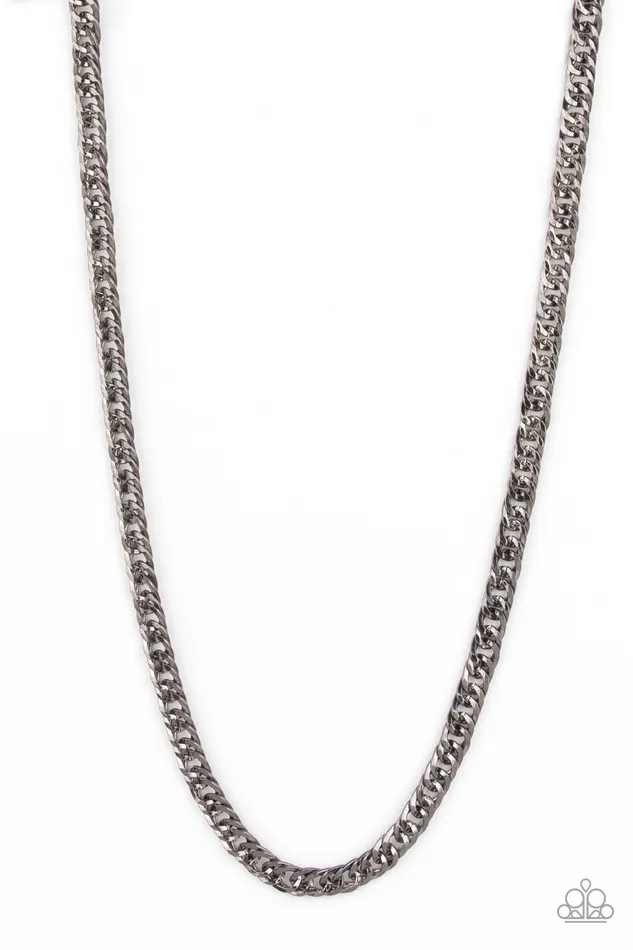 Necklaces Paparazzi Accessories Valiant Victor Black Gunmetal Urban Chain Necklace Paparazzi