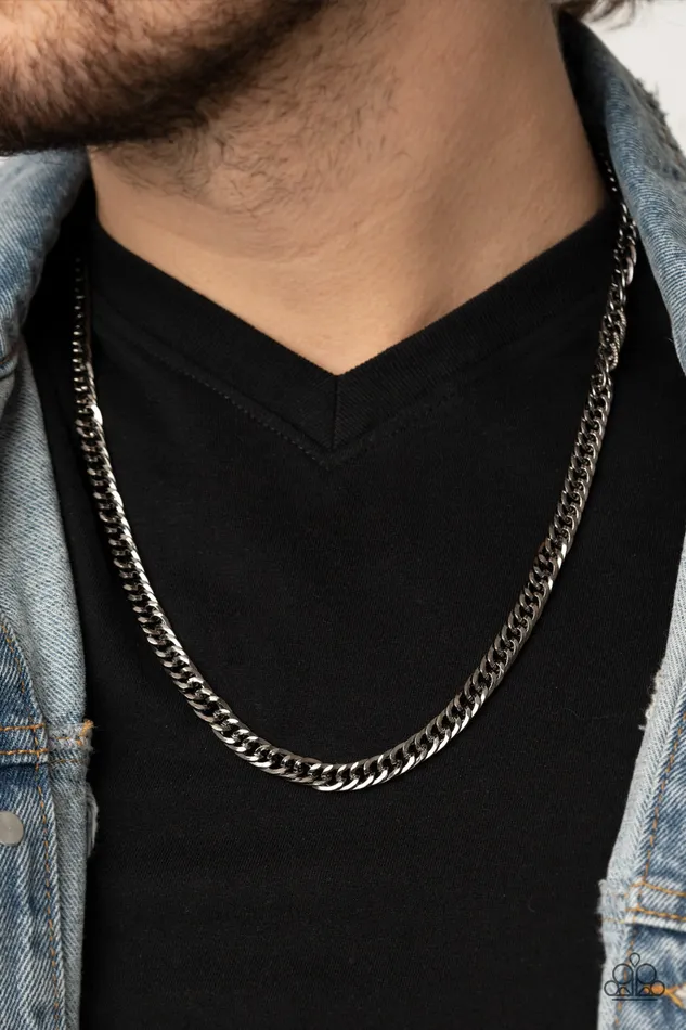 Necklaces Paparazzi Accessories Valiant Victor Black Gunmetal Urban Chain Necklace Paparazzi