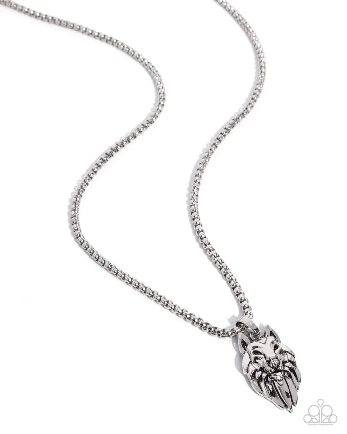Necklaces Paparazzi Accessories Wolf Warrior Silver Wolf Head Urban Necklace Paparazzi Necklaces Paparazzi Accessories Wolf Warrior Silver Wolf Head Urban Necklace Paparazzi