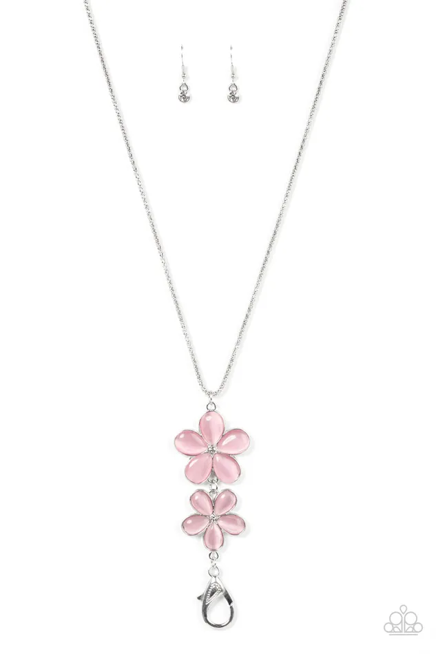 Necklaces Perennial Powerhouse Pink Cats Eye Stone Flower Silver Lanyard Necklace Paparazzi Paparazzi Accessories Necklaces Perennial Powerhouse Pink Cats Eye Stone Flower Silver Lanyard Necklace Paparazzi Paparazzi Accessories