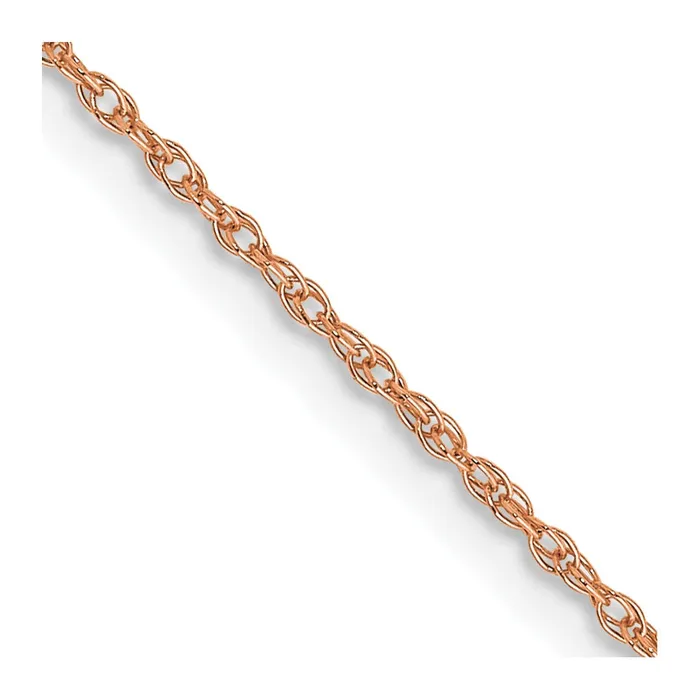 Necklaces Qgold 10k Rose Gold 07 mm Carded Cable Rope Chain 063 grams