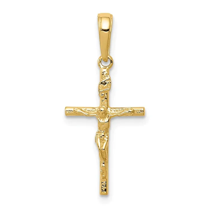Necklaces Qgold 10k Yellow Gold 11 mm INRI Hollow Jesus Crucifix Pendant 075 grams Necklaces Qgold 10k Yellow Gold 11 mm INRI Hollow Jesus Crucifix Pendant 075 grams