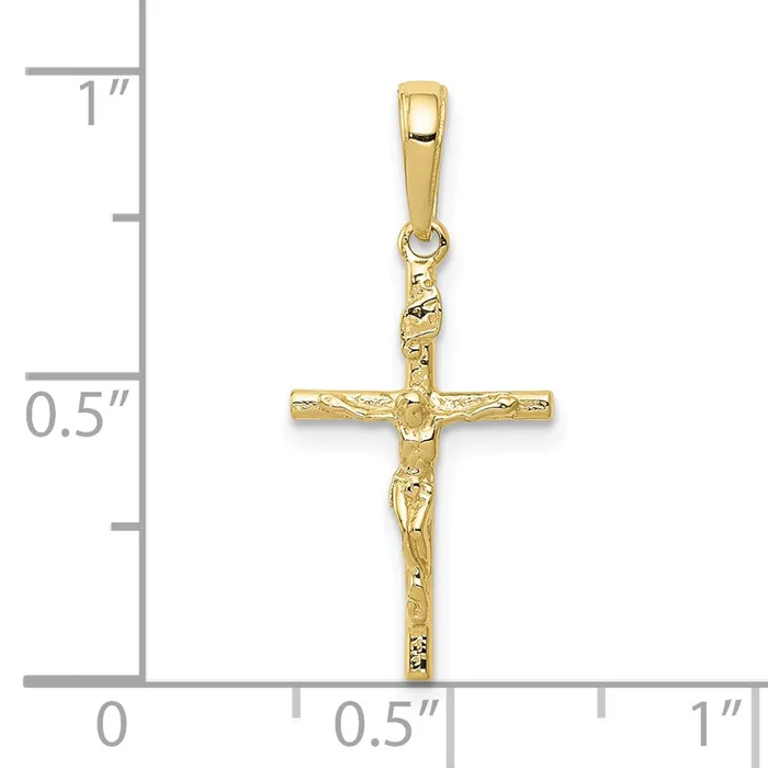 Necklaces Qgold 10k Yellow Gold 11 mm INRI Hollow Jesus Crucifix Pendant 075 grams Necklaces Qgold 10k Yellow Gold 11 mm INRI Hollow Jesus Crucifix Pendant 075 grams