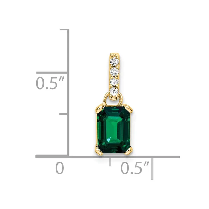 Necklaces Qgold 14K Created Emerald and Diamond Pendant 085 grams Necklaces Qgold 14K Created Emerald and Diamond Pendant 085 grams