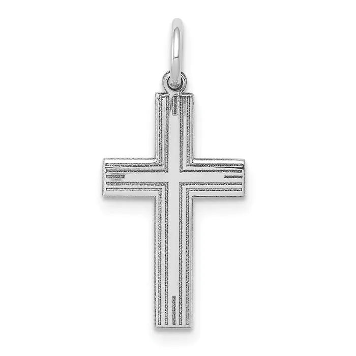 Necklaces Qgold 14k White Gold 11 mm Laser Designed Cross Pendant 069 grams Necklaces Qgold 14k White Gold 11 mm Laser Designed Cross Pendant 069 grams