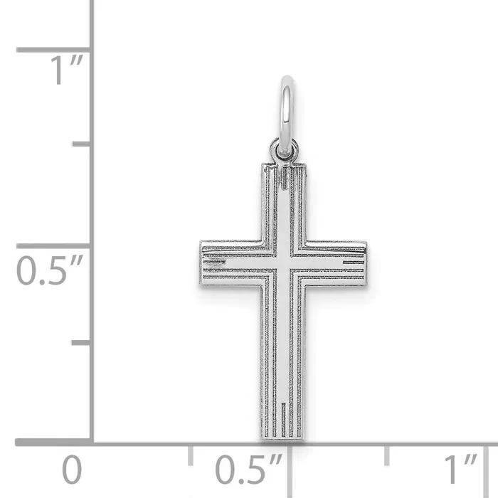 Necklaces Qgold 14k White Gold 11 mm Laser Designed Cross Pendant 069 grams