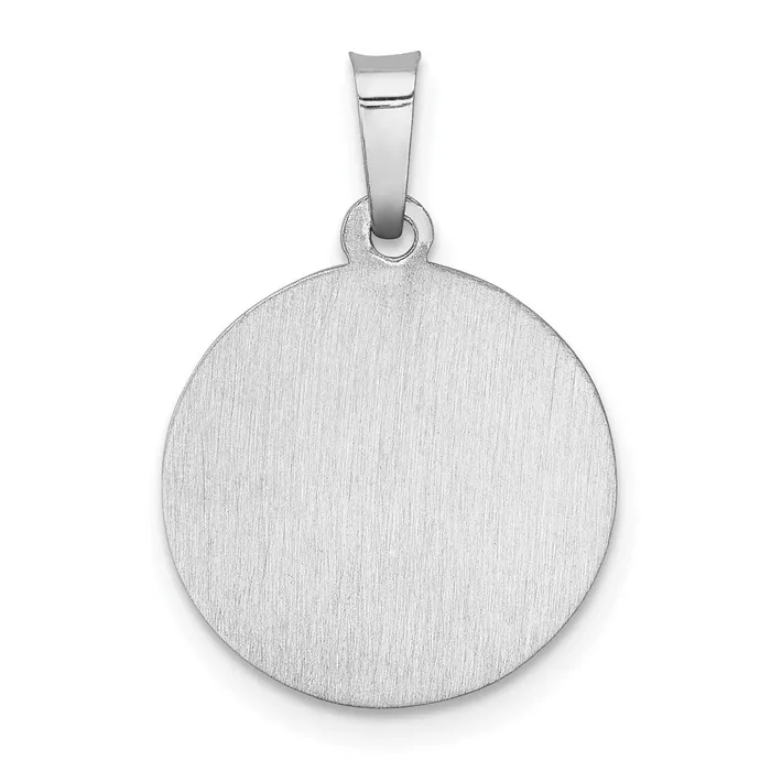 Necklaces Qgold 14k White Gold 15 mm PolishedSatin St Christopher Medal Hollow Pendant 088 grams