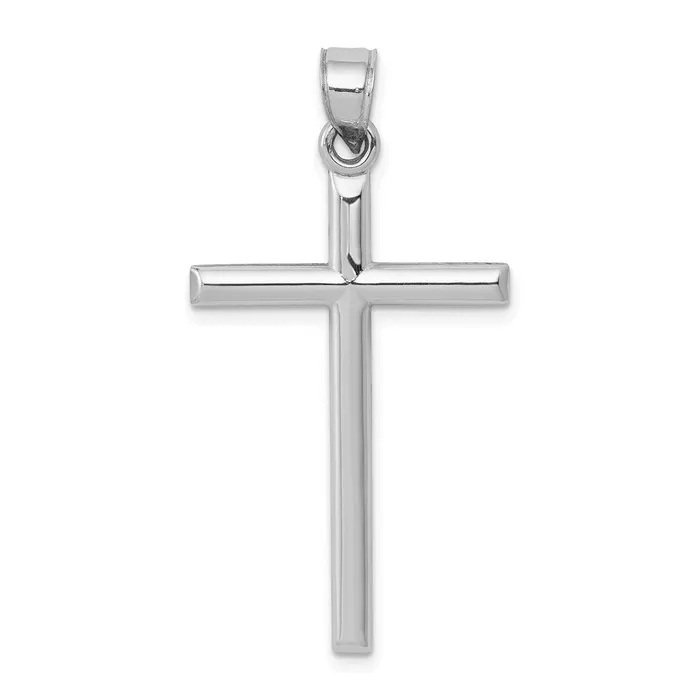 Necklaces Qgold 14k White Gold 20 mm Hollow Cross Pendant 092 grams