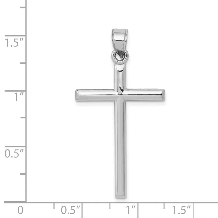 Necklaces Qgold 14k White Gold 20 mm Hollow Cross Pendant 092 grams Necklaces Qgold 14k White Gold 20 mm Hollow Cross Pendant 092 grams