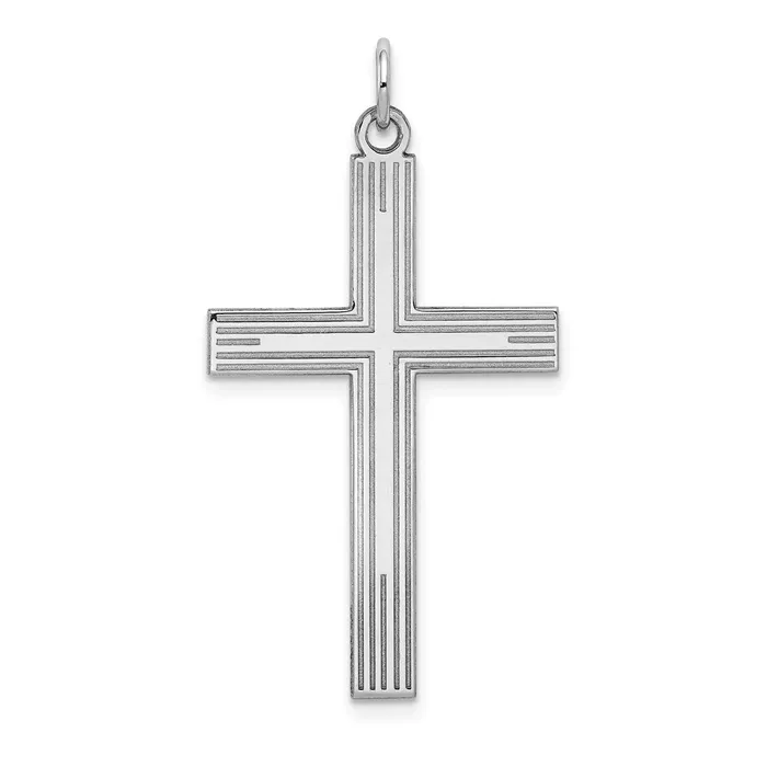 Necklaces Qgold 14k White Gold 22 mm Laser Designed Cross Pendant 166 grams Necklaces Qgold 14k White Gold 22 mm Laser Designed Cross Pendant 166 grams