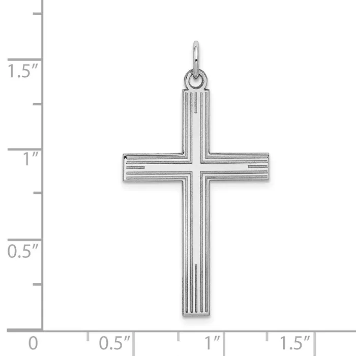 Necklaces Qgold 14k White Gold 22 mm Laser Designed Cross Pendant 166 grams