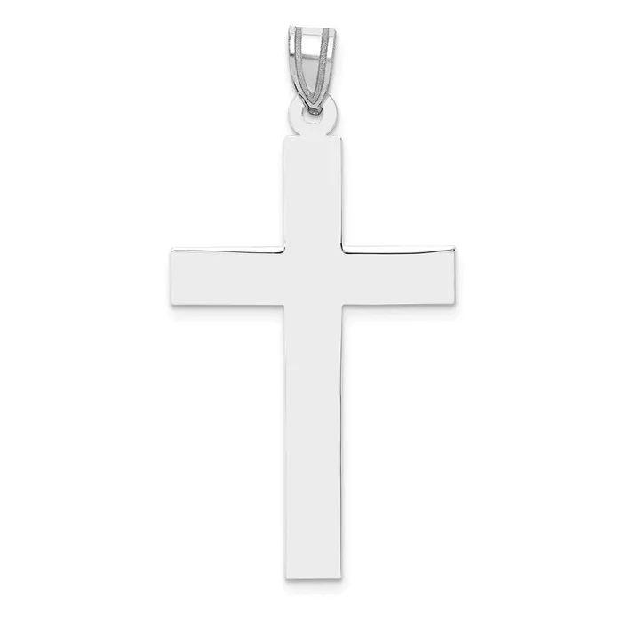 Necklaces Qgold 14k White Gold 24 mm Polished Cross Pendant 222 grams